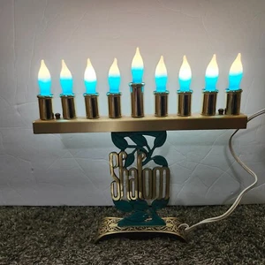 Hanukkah Menorá Eléctrica Jerusalén Shalom Latón Con Bombillas - Imagen 1 de 19