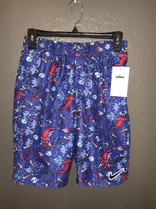 NIKE SWIM Boys Blue Print Long Swim Trunks Size XL NWT - Picture 1 of 3