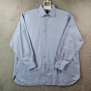Jos A Bank Dress Shirt Men 17.5 35 Button Up Long Sleeve Blue White Striped - Picture 1 of 10