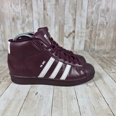 Adidas Pro Model High Top Sneakers Maroon White Stripes Shoes kids 5 womens 5.5 - Image 1 of 4
