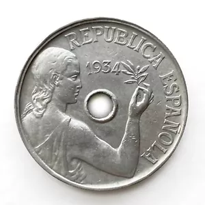 SPAIN 🇪🇸 1934 CIVIL WAR 25 CENTIMOS KM# 751 HIGH GRADE - Imagen 1 de 6