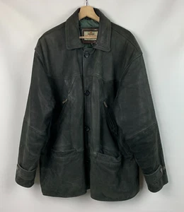 Nickleby's Jacke grün Leder Kragen Knöpfe Taschen schweres Gewicht UK4/USXL - Bild 1 von 12
