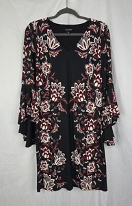 NWOT Roz & Ali Flared Bell Sleeve Artsy Floral Witchy Grunge Women's Dress sz S - Picture 1 of 7