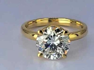 Round Solitaire Labgrown Diamond Engagement Ring 18K Yellow Gold 3.10Ct - Picture 1 of 10