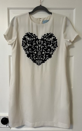 VALENTINO Abito a tubino CeCe By Cynthia Steffe ricamato nero cuore bianco taglia 6