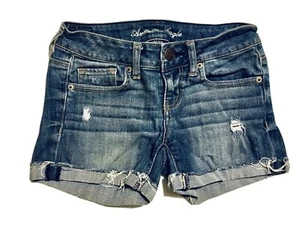 American Eagle Women’s Distressed Shorts Size 0 Cuffed - Picture 1 of 7