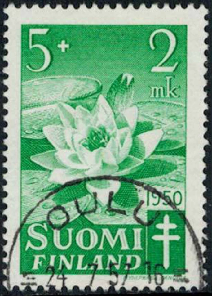 Finlandia #Mi385 Usado 1950 Nenúfar Blanco Europeo Nymphaea Alba [B101] Foto 1 de 1