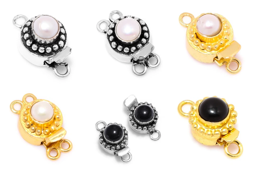 1 Pc Gemstone Multi Strand Box Clasp 21X12mm Oxidized Silver Plated Gold Plated - Image 1 of 1