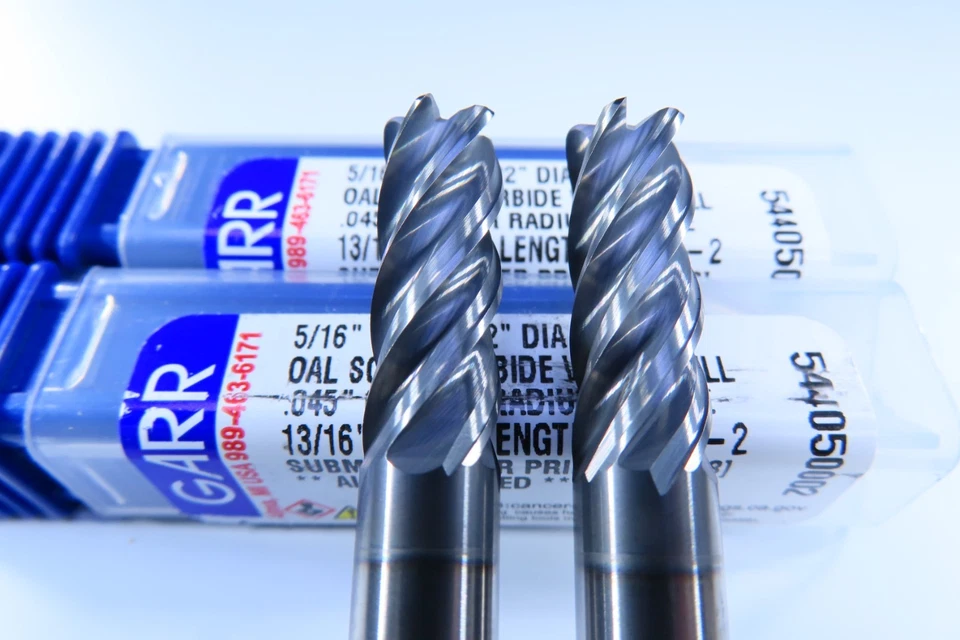 LOT ( 2 PCS ) GARR 5/16" SOLID CARBIDE 5 FLUTE MACHINIST END MILLS CNC TOOLS - Image 1 of 4