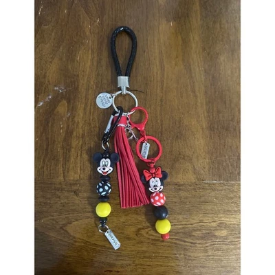 Juego de 3 piezas Minnie y Mickey Mouse con llavero pulsera 2 dijes bolsa. Nuevo Foto 1 de 4
