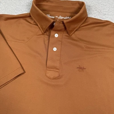 Camisa Polo Texas Estándar Para Hombres XL Naranja Quemado Elastizada Rendimiento Golf Logo Foto 1 de 4