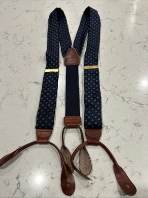 Tirantes de seda CAS W Alemania tirantes azul marino con botón ajustable rojo cuero Foto 1 de 4