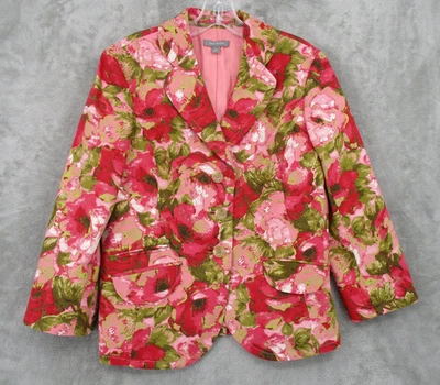 Blazer Ann Taylor 10 Botones de Seda Chaqueta Frontal Carrera Oficina Preppy Cottage Rosa Foto 1 de 4