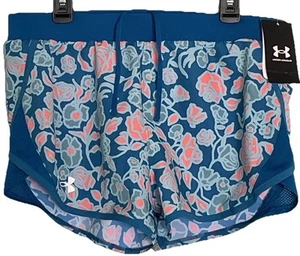 Girl's Youth Under Armour Loose Fit Shorts L Royal Blue Floral Tropical Hawaiian - Picture 1 of 12