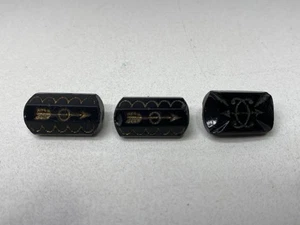 (3) Antikes viktorianisches schwarzes Glas mit Aventurin Knöpfen 1 nicht - Bild 1 von 9