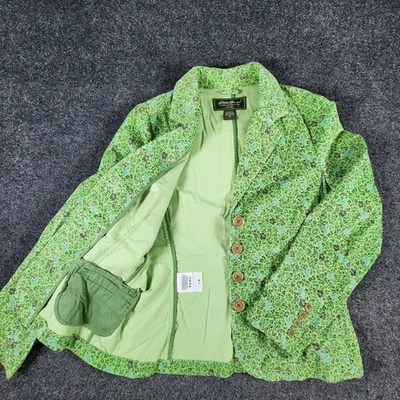 Chaqueta Blazer Eddie Bauer Floral Pana, Algodón Verde, Para Mujer Talla 10 Foto 1 de 4