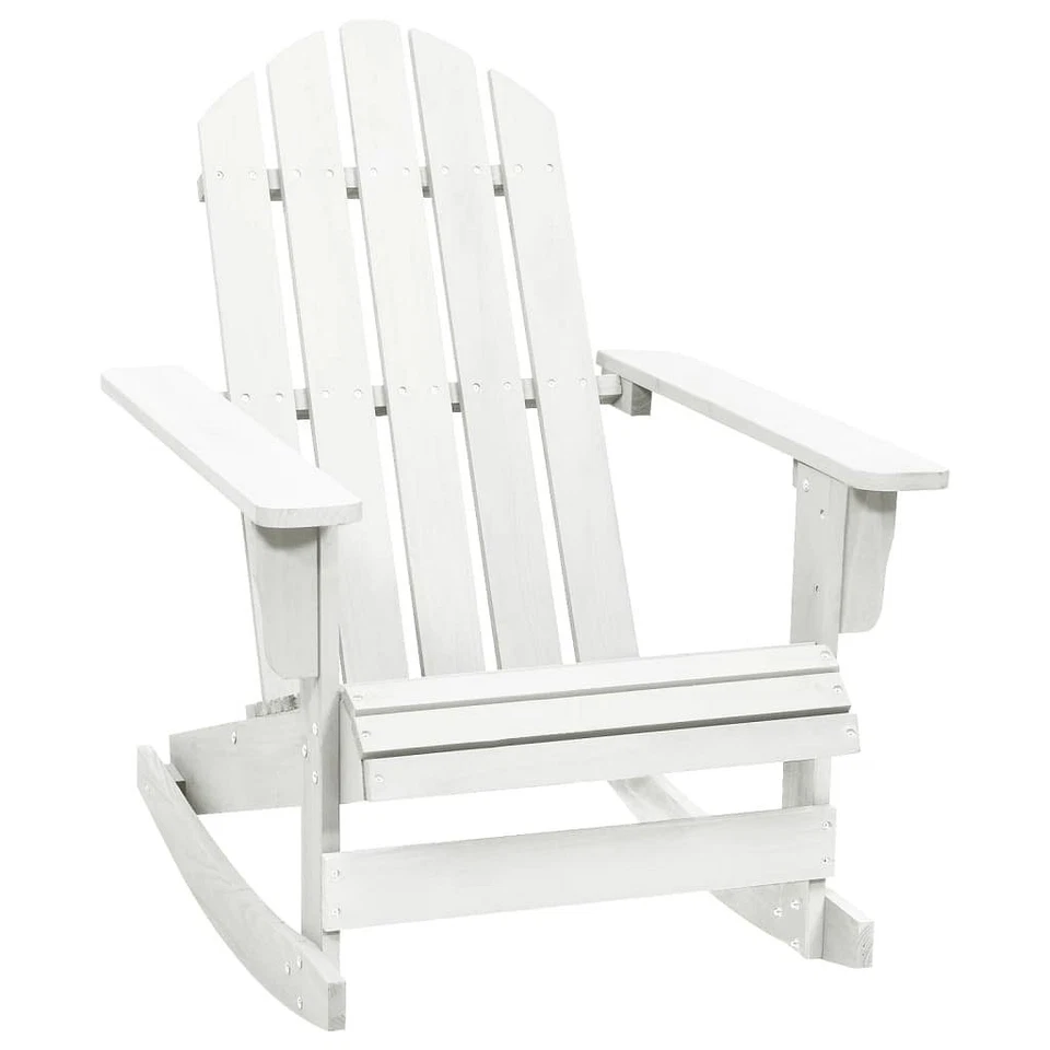 Indoor Outdoor Garden Patio Adirondack Rocking Chair Hardwood Firwood Seat White