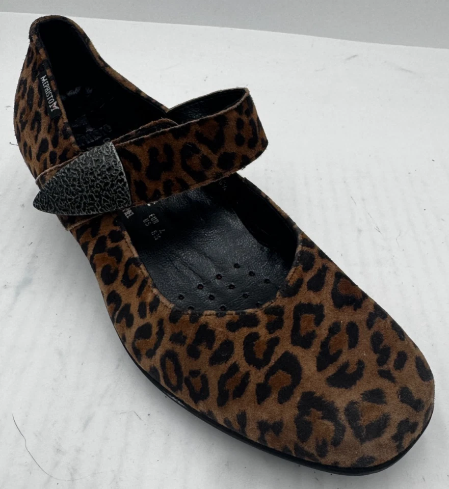 Zapatos para mujer Mephisto Kimona 6,5 negros marrones gamuza leopardo informales tacón de cuña Foto 1 de 4