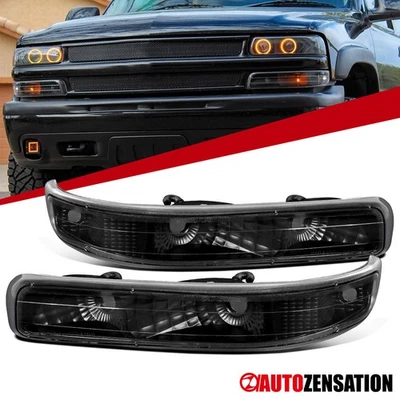 Fit 1999-2002 Chevy Silverado 2000-2006 Tahoe Black Bumper Lights Signal Lamps Foto 1 de 4