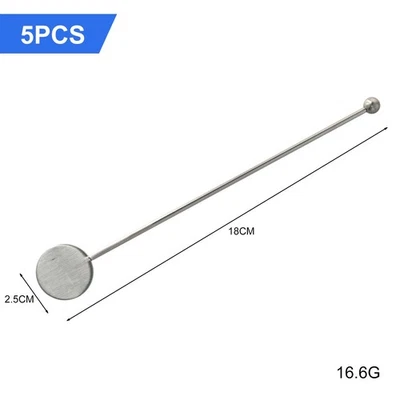 Elegante Agitatore Cocktail Argento Set 5pz per Latte Tè e Caffè Stratificazio - Immagine 1 di 4