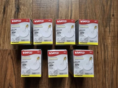 Satco S3831 60W Globo Decorativo Bombillas Transparente Nuevo Juego De 7 Originales Foto 1 de 4