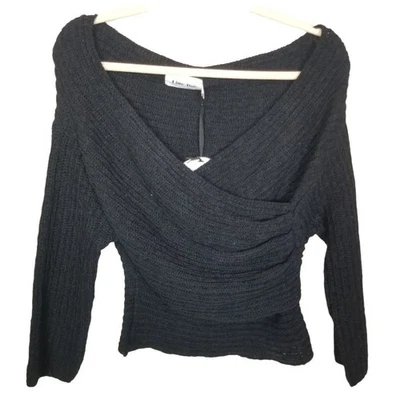 Suéter Pullover Line & Dot Mujer S Negro Tejido Cruzado Delantero Mangas Largas Foto 1 de 4