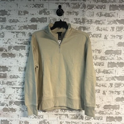 ¡NUEVO CON ETIQUETAS! Pullover H&M Cuarto Cremallera Cuello Manga Larga Beige Talla Mediana Foto 1 de 4