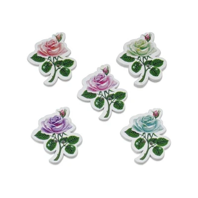 30pcs Colorful Flower​ shape Wood Buttons for Crafts Sewing Scrapbooking 30x24mm - Image 1 of 4