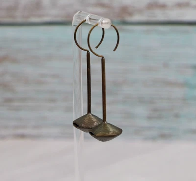 Orbit Drop Earrings – 2⅜" L × ¾" W – Hammered Brass – MSRP $70.00 - Image 1 of 4