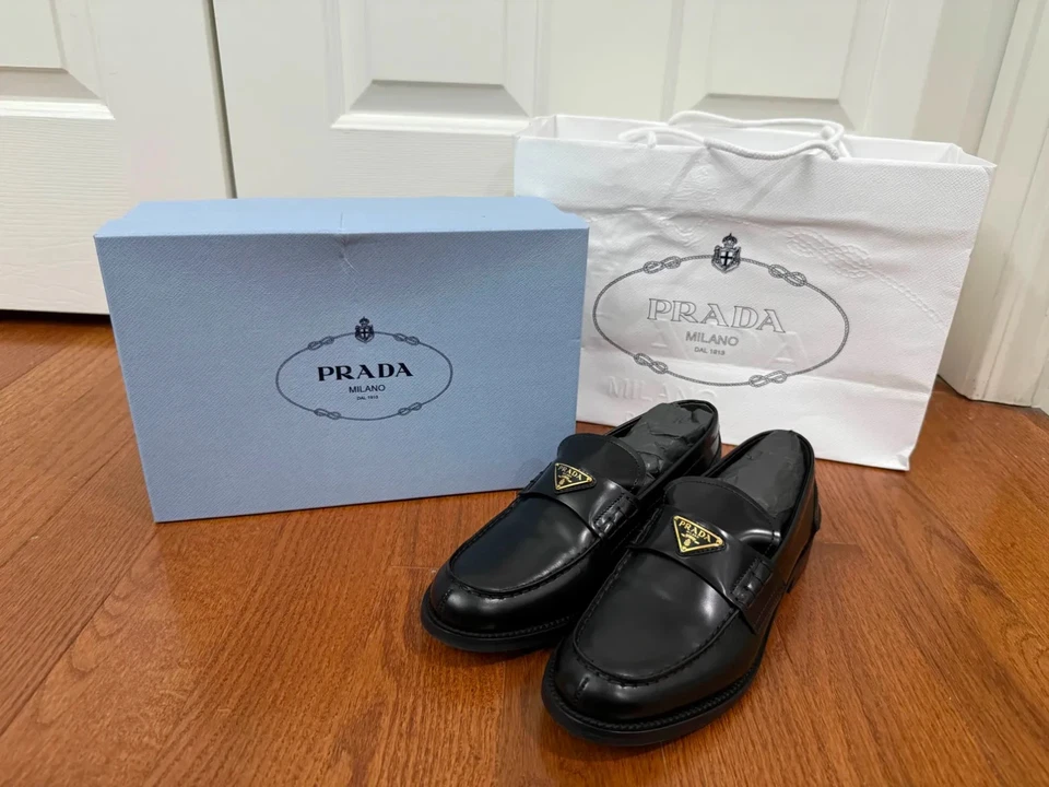 Prada Brushed Leather Loafers Size 38 EU - Image 1 of 4