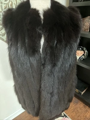 Vintage Dark Brown / Black Fur Vest Size Large Women's - Image 1 of 4