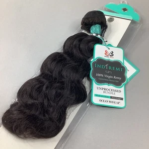 14” Indi Remi Unprocessed Natural Ocean Wave Virgin Human Hair Weft Extensions - Picture 1 of 6