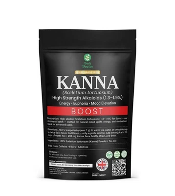 BUSH DOCTOR Kanna BOOST - Sceletium tortuosum Powder & Tea Cut | Alkaloid 1,3-1,9% | Wild-UK