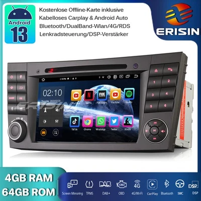 8-Kern CarPlay Android 13 Autoradio GPS DAB+CD Mercedes E/CLS/G Klasse W211 W219 - Bild 1 von 4