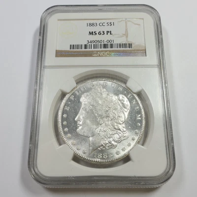 1883 CC CARSON CITY NGC MS63 PL PROOF LIKE Silver Morgan Dollar $1 Coin #55284A - Image 1 of 3