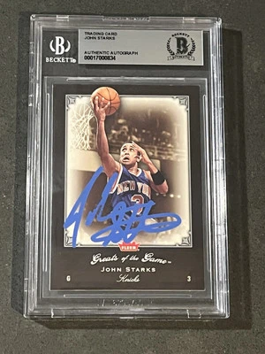 JOHN STARKS 2005-06 FLEER GREATS OF GAME SIGNED AUTOGRAPHED CARD BAS AUTHENTIC - Image 1 of 2