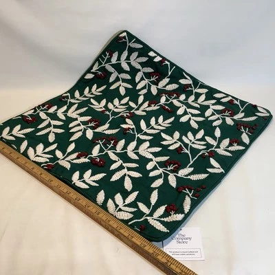 Nueva funda de almohada con etiqueta bayas de acebo bordado artesanal India 20X20 #86790* Foto 1 de 4