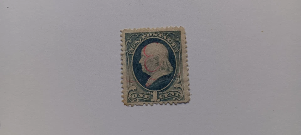 US STAMP#206  MINT/USED RED CANCELLATION/RARE - Image 1 of 1