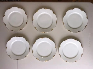 VTG Crown REX Bavaria porcelain Salad plates 7.25” Scalloped Edge Gold Trim x 6 - Picture 1 of 6