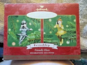 Hallmark Keepsake 2001 Ornaments FRIENDLY ELVES Set of 2 Ornaments New (C11) - Picture 1 of 5