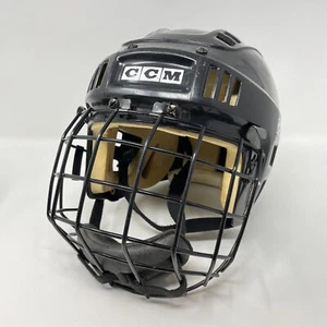 CCM HT1 Ice Hockey Helmet Black 6 3/8 - 7 MHT1 Small w/ FM10 JR Face Mask - Picture 1 of 11
