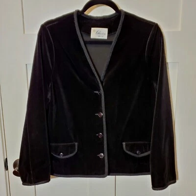 Blazer chaqueta de terciopelo cárdigan vintage para mujer M 10-12 Dark Academia Friends años 80 Foto 1 de 4