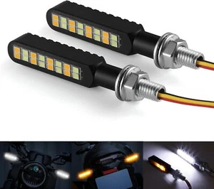 2XFlowing LED Motorcycle Indicators Turn Signal Daytime Running Light Waterproof - Picture 1 of 30