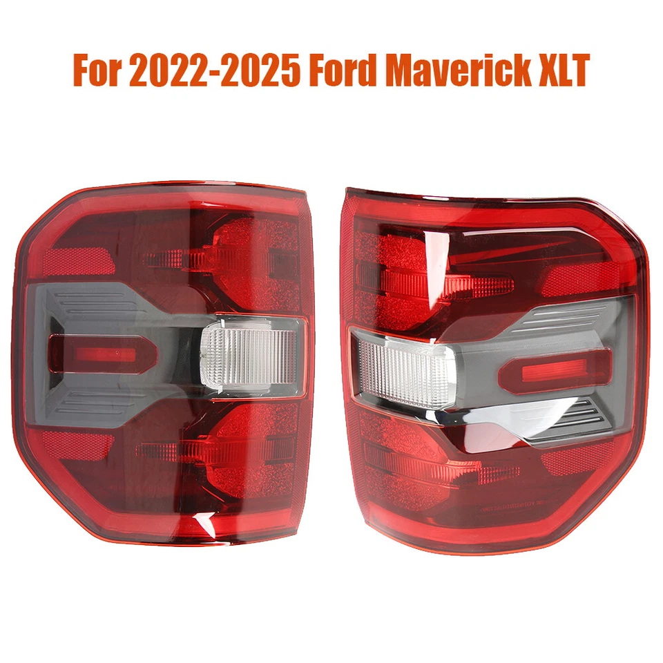 For 2022-2025 Ford Maverick XLT Red Smoked LED Tail Lights Lamps Left+Right - Image 1 of 4