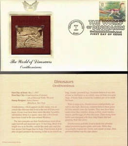 The World of Dinosaurs-Ornithomimus--1st day issue-Golden Replica - Picture 1 of 1