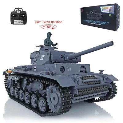 Henglong RTR RC Tank 3848 1/16 7.0 Plastic Panzer III L 360°Turret BB IR Battle - Image 1 of 4
