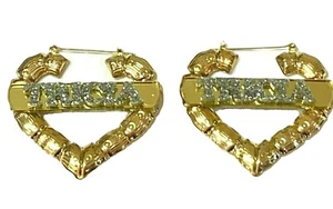 Pendientes de bambú dorado personalizados personalizados de 3 pulgadas placa de identificación corte láser aspecto de diamante - Imagen 1 de 12