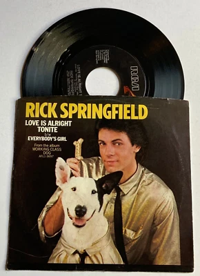 RICK SPRINGFIELD Love Is Alright Tonite 45 RPM Record w/Picture Sleeve AFL1-3697 - Image 1 of 2