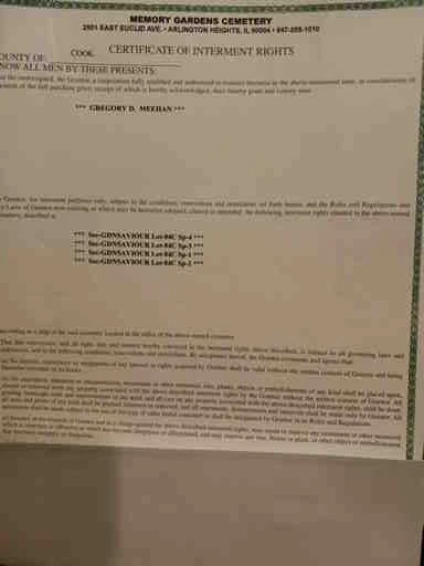 Cemetery Burial PLOTS 4 Side By Side Illinois MEMORY GARDENS   New,$4,000. each - Image 1 of 1