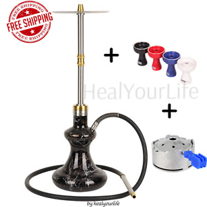 ODUMAN Hybrid V2 Black Stainless Steel Shisha Hookah + Ceramic Bowl+ Ignis Venus